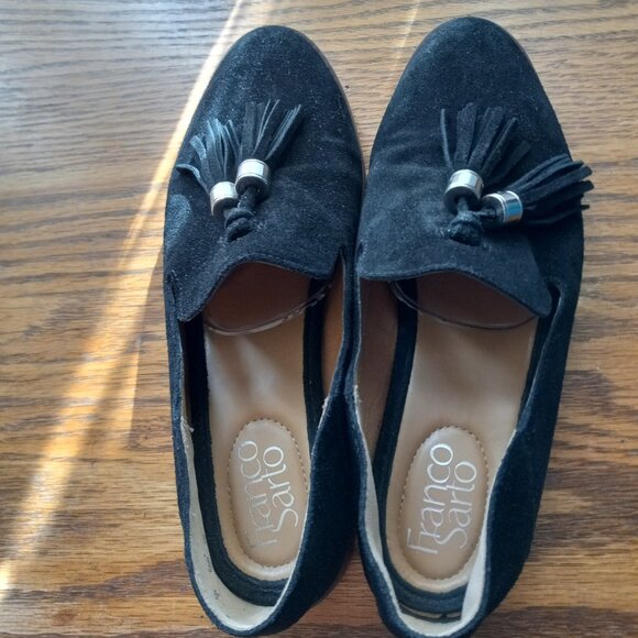 Black Suede Tassel Loafers Size 7 Classic Old Money Academia 90s Preppy Capsule - Picture 12 of 16
